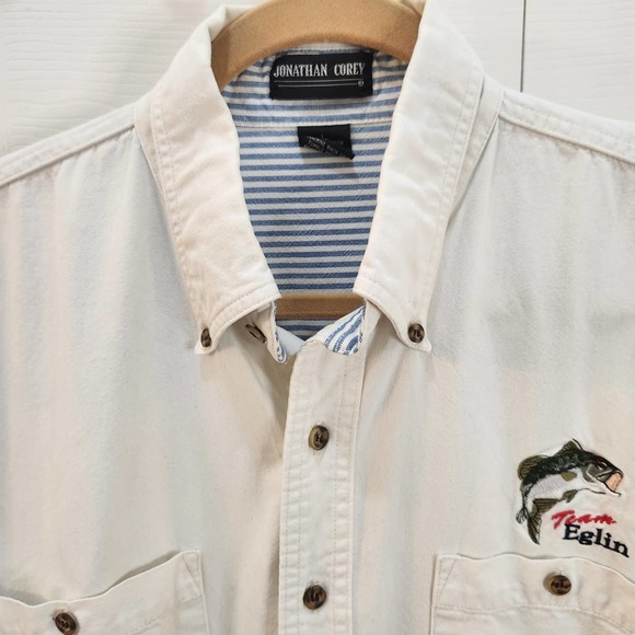 Jonathan Corey size L Men's Button Down Shirt 100% Cotton Team Eglin Fishing - Picture 6 of 13